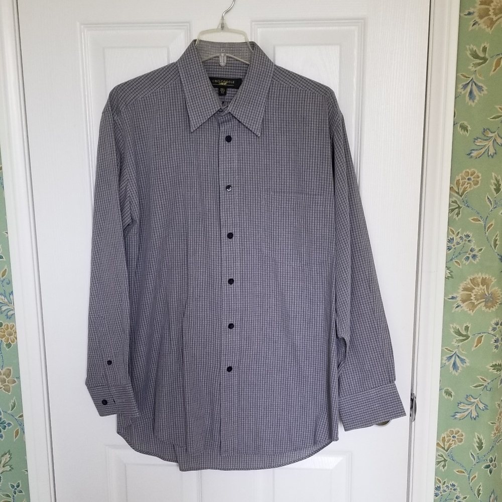 Crocodile Small check Cotton Blend Shirts in Mid Grey Color